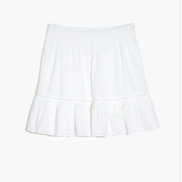New Madewell Embroidered Smock Waist Ruffle Mini Skirt - Picture 2 of 9